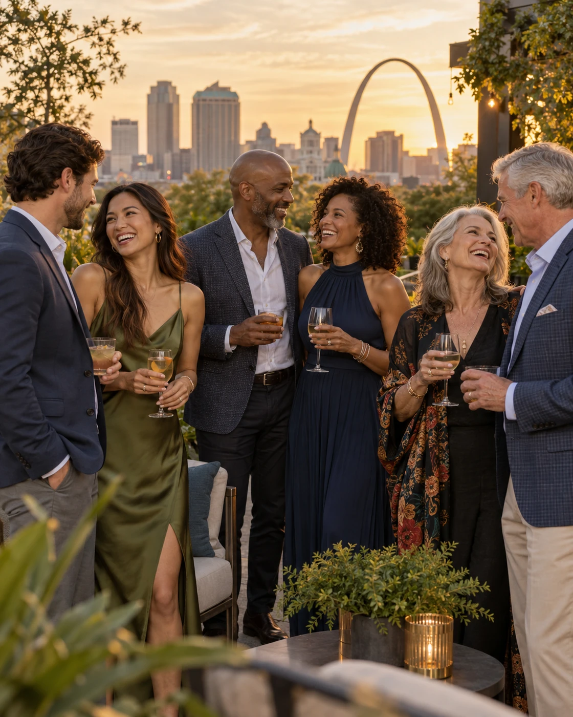 Couples of different ages enjoying a Friends First happy hour together